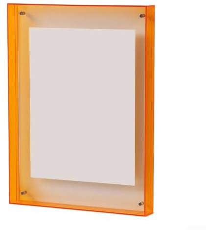 Transparenter Acryl-Bilderrahmen, 16,3 x 21,6 cm, leichter Hochglanz-Bilderrahmen, bruchsicher und kindersicher, Schreibtisch- oder Wanddisplay, moderne Heimbüro-Dekoration (Orange)