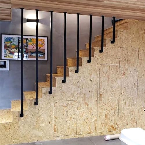 Ringhiera per scale da interni, in ferro battuto, antiscivolo, a forma di L, per scale, giardino, soppalco, corridoio, 100 cm, design a tubo quadrato