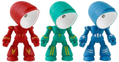IMIKEYA 3 Stück Roboter Tischlampe mit Verstellbarem Kopf kreative klein LED Nachtlichter für Kinderzimmer Schlafzimmer Schreibtisch
