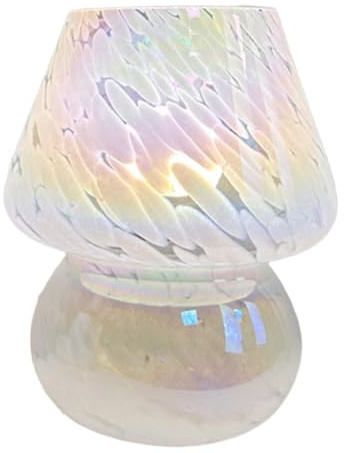 Wzxksoac Colorful Flower Dot Glass Mushroom Lamp, American Retro Decorative Desk Lamp, USB Bedside Atmosphere Light B