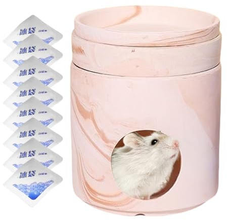 Imtrub Hamster Häuschen, Kaninchen Kühlgehege, Tierpflege Zubehör Mit 8 Kühlpads Kühlhaus Zur Ruhe Versteck Nest Reise Für Nager Chinchilla Maus Hamster Innen Außen
