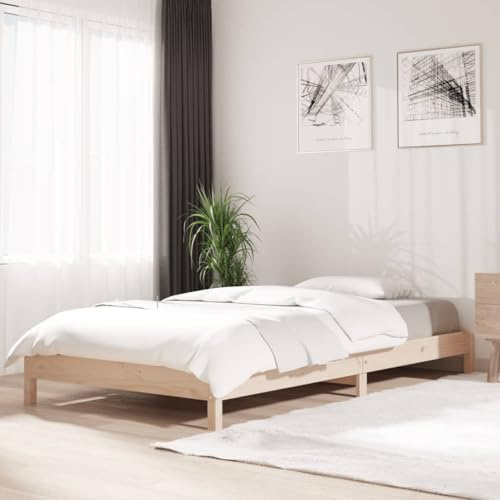 Holamys Stapelbett 100x200 cm Massivholz Kiefer, unbehandeltes Holz, platzsparend, Robustes Bettgestell für Schlafzimmer, stapelbar