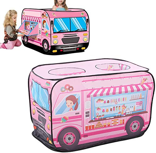 Irfora Kinderzelt Tragbares Eiswagen-Popup-Spielhaus für Indoor-Outdoor-Aktivitäten (Eiswagen)