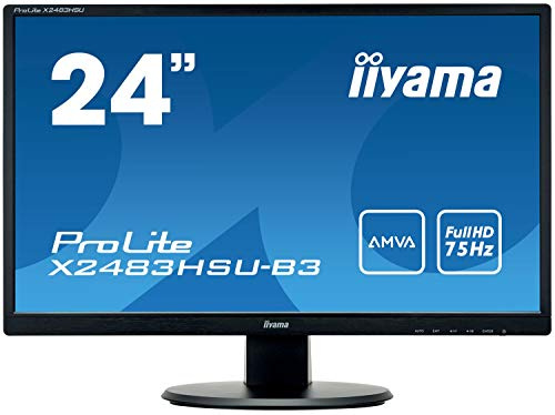 iiyama X2483HSU-B3 24 AMVA LCD, 4ms, Full HD 1920x1080, 250 cd/m² Brightness, 1x HDMI,1 x DisplayPort, 1 x VGA, USB Hub, 2 x 2W Speakers , Black