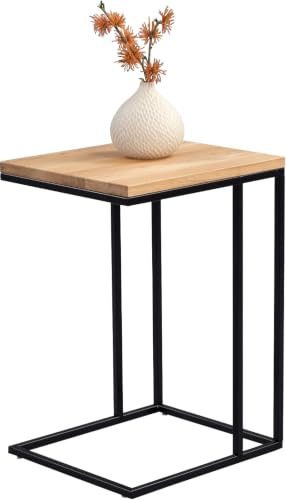 M2 Kollektion Finn – Beistelltisch 38x43x62cm | Massives Wildeichenholz | C-Form für Sofas & Betten | Pflegeleicht