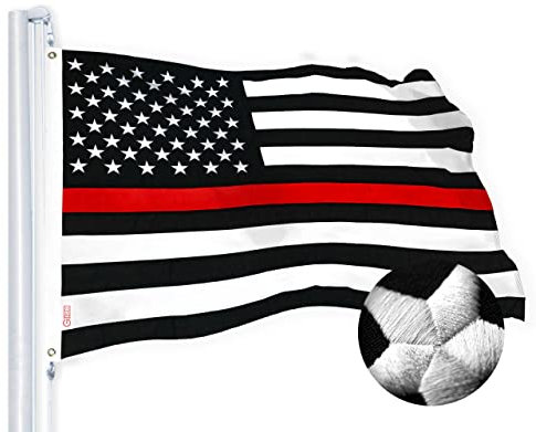 G128 Thin red line Flagge gestickte 3x5 ft Heavy Duty 220gsm Tough Spun Polyester us-amerikanische Flagge messingösen Honoring Feuer-kämpfer und emts schwarz weiß und rot us-Flagge