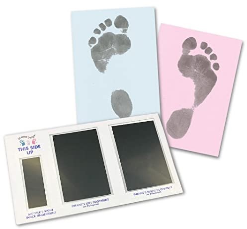 Set für Fußabdruck | schwarz | für Neugeborene & Babys bis 3 Monate auf jedem Papier | Magic Footprint Standard (Ohne Papier, bis zu 16 Abdrücke)
