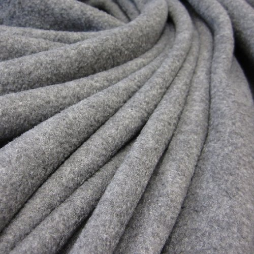 Stoff Meterware Fleece Polar - Fleece weich grau meliert kuschelig Kleiderstoff