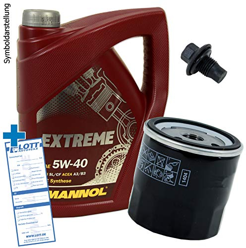 Ölwechsel Set Inspektion 5 Liter Mannol Extreme 5W-40 Öl Motoröl + Ölfilter + Öl Ablassschraube Verschlussschraube