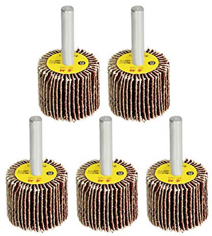 Utoolmart 80 Grits Flap Wheels, Abrasive Wheel 30mm Sanding Wheel for Drill, Polishing, Grinding, Deburring 5pcs