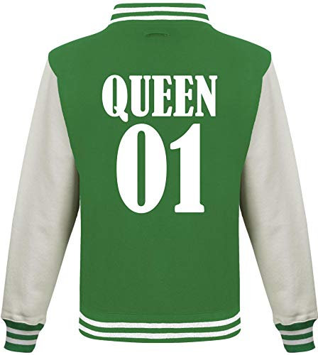 Shirtinstyle College Jacke, Jacket Retro Style, mit Wunschnamen und Wunschnummer, Baseball Look, Partner, Familie, Freunde, Farbe, KELLYGREENWHITE, Größe S
