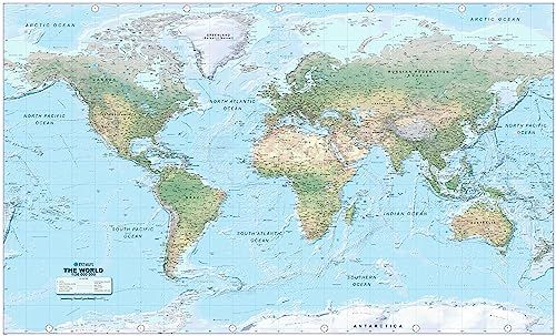 World Physical Wall Map - Huge Size: 1:20m Scale - Paper