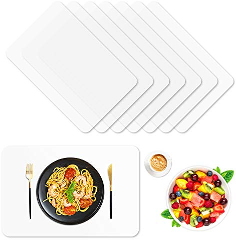 8 Stück Tischset Transparent, tischsets abwaschbar weiß, Esstisch Platzset Kunststoff, rutschfest, Antifouling, Hitzebeständiges Filet-Tischset, Geeignet für Zu Hause Küche Restaurant, 43 * 28cm
