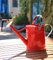 Joequality Gießkanne für Outdoor- und Indoor-Pflanzen, verzinkter Stahl, mit Edelstahlgriffen, Metall-Gartengießtopf, Gartenarbeit Geschenke für Frauen, Rot