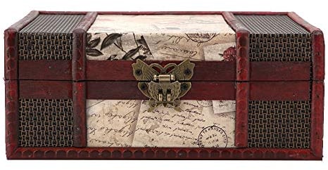 Buachois Vintage Holz Schatztruhe 23x16x10 cm Kleine Chinesischer Stil Antike Deko Schmuck Spielzeug Truhe Piratenkiste für Home Dekoration Organisation Kiste