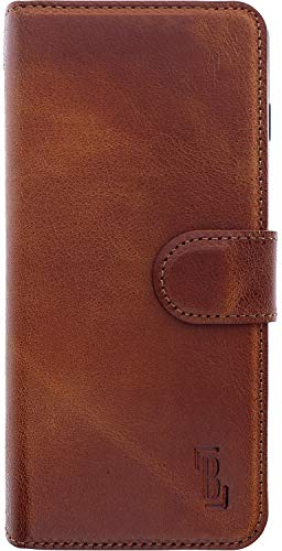 Burkley Handyhülle mit Ständer und Kartenfach für Samsung Galaxy S22 Ultra Leder Handytasche mit Magnetverschluss, 360° Schutz, RFID-Blocker
