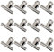 GUOKOFF 50mm Bulldogge Clip Große, 12 Stück Metall Scharnier Clips, Silber Edelstahl Papierbinder, Bulldog Binder Clips Büroklammern für Bilder, Fotos, Küche und Büro