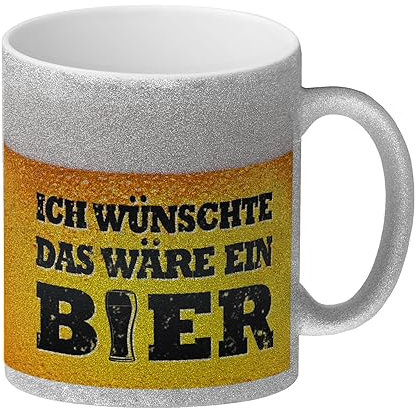 speecheese Ich wünschte das wäre ein Bier Glitzer-Kaffeebecher mit Biermotiv