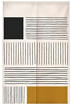 Surwin Noren Giapponese Tenda da Porta, Giapponese Noren Stile Artistico Divisorie Lunga Tappezzeria per Finestra Cucina Ristorante Negozio Doorway Decorazione (90x200cm,Strisce di Linea 6)