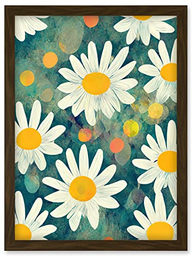 Doppelganger33 LTD Lazy Daisy Afternoon Blossoms Flowers Oxeye Daisies In Meadow Sunlight Artwork Framed Wall Art Print A4