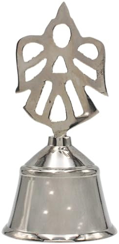 Dekohelden24 Glocke, Tischglocke aus Metall mit Engel als Griff in Silber, Maße H/Ø: ca. 11,5 x 5,5 cm