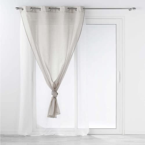 Douceur d'Intérieur, Tenda con occhielli (140 x 240 cm) Duetto Grigio/Bianco, Velo Doppia Sabbia