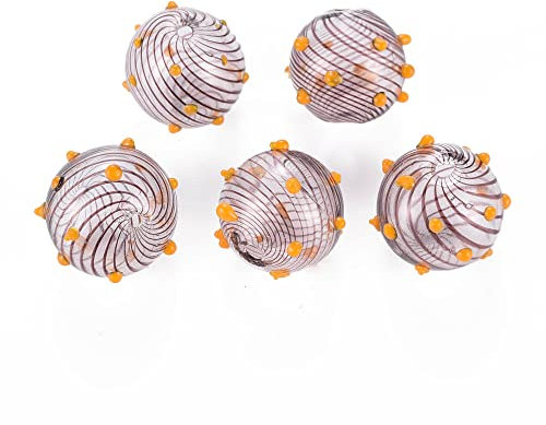 Boutigem Lot de 5 perles rondes en verre soufflé transparent faites à la main pour bracelet, collier, boucles d'oreilles pour la fabrication de bijoux et la décoration