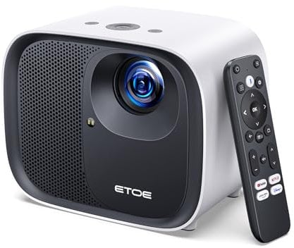 Smart Projector with 4K Android TV 14.0 & Netflix Licensed, 600 ANSI Lumens, Dual 10W Bass Speakers, Auto Focus & Keystone, Home Cinema for Bedroom, Garden, Living Room