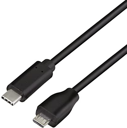 Logilink USB 2.0 Typ C zu micro-USB Anschlusskabel, zum Laden von Geräten & Synchronisieren von Daten, Farbe: Schwarz, Kabellänge: 1m