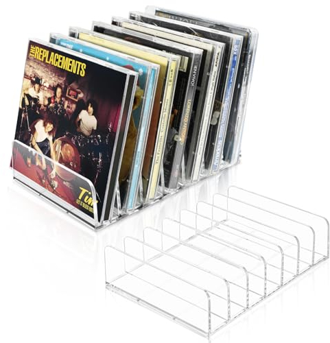 Vowcarol CD-Halter, 2 Stück, transparenter Acryl-CD-Organizer, CD-Display-Rack für bis zu 14 Standard-CD-Hüllen für Medienregal und Organisation
