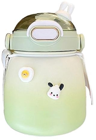KALWEL, Botella de agua Kawaii, bonita botella de agua, botellas de agua para niñas, botellas de agua de 32 onzas, botella de agua de acero inoxidable con pajita, adecuada para compras, citas,