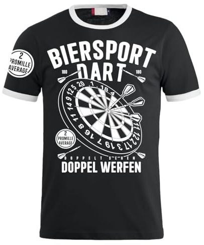 Spaß Kostet Herren Tshirt Dart Biersport DOPPEL WERFEN mit 2 Promille Average Größe S - 5XL