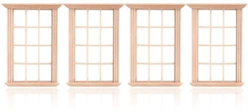 ifundom 4pcs Mini Dollhouse Window Frame Miniature House Ornaments for Creative Decoration for Dollhouse Bedroom and Landscape Accessories