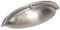 Decoranddecor Manna Cup Shell Half Moon Handles Pull Handle for Cupboard Cabinet Drawer (64mm Hole Center - 93,50 Overall Length, Satin Nickel)