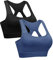 Litherday Sport BH ohne Bügel Push Up Sports Bustier Damen Gepolstert Sport Bra für Yoga Fitness Schwarz+Dunkelblau S