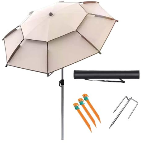 Sombrilla De Playa Para Exteriores Con Ancla De Arena Y Bolsa De Transporte Paraguas De Pesca Portátil Con Inclinación 200 Cm 220 Cm 240 Cm 260 Cm(220CM/7FT)