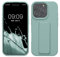 kwmobile Case Compatible with Apple iPhone 16 Pro - Case with Hand Strap and Stand Soft TPU Silicone Coating - Mint