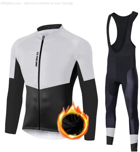 UGLY FROG LJ38 Herren Radtrikot Set Langarm Winter, Warmes Thermovlies Fahrrad Anzug mit Radfahren Trägerhose für MTB, Moto Jersey