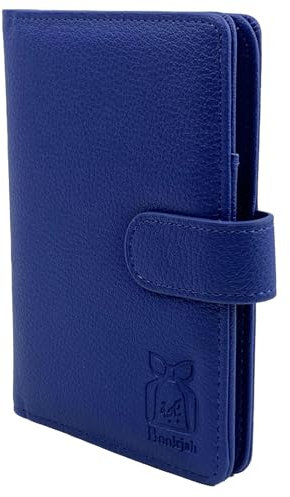 Bookjah Rfid Blocking Passport and Credit Card Holder - Pu Leather Travel Document Holder with Magnetic Closure and Multiple Compartments – Best for Holiday Essentials (Blu navy)