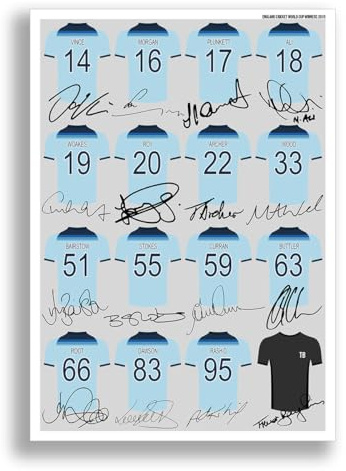 Mounted Gifts Trading England Cricket World Cup Winners 2019 team squad signed poster print framed picture photo autograph gift Ben Stokes (A4 poster only)