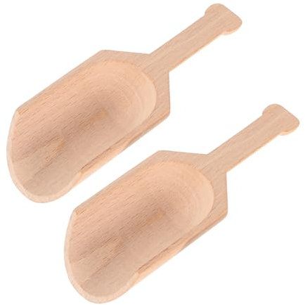 SHOWERORO 2 Piezas Cuchara Pala De Azúcar Saborizante De Cafe Atasco Pala De Té En Miniatura Condimento Pequeña Pala De Té Cucharilla Gubia Grano De Café Mini Para Postres Madera