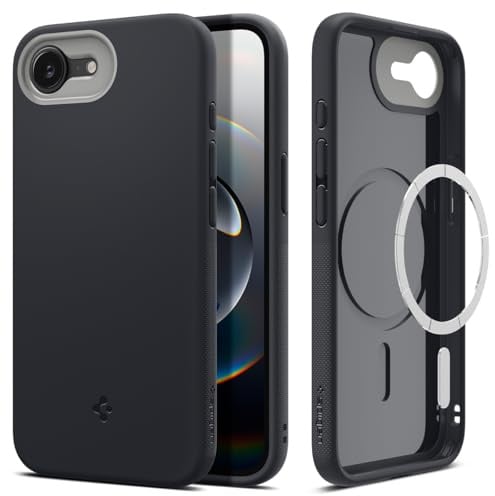 Spigen iPhone 17e / 16e Hülle Nano Pop MagFit -Black Sesame | Kompatibel mit MagSafe, Zweifarbiges Design, Staubabweisende Oberfläche, Air Cushion Technologie, Innovatives Kameradesign