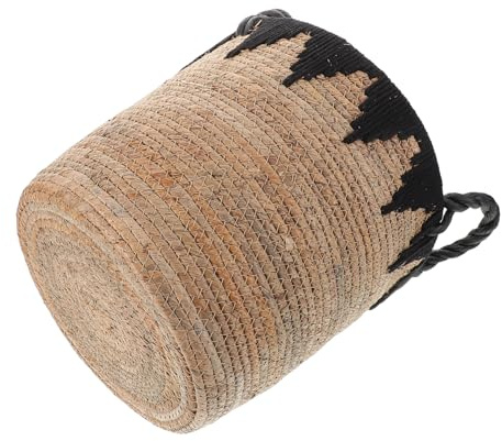 HOMOCONO Straw Storage Basket Large Capacity Woven Hamper for Laundry Sundries Storage Holder Home Decor Basket Natural Woven Bin Handle