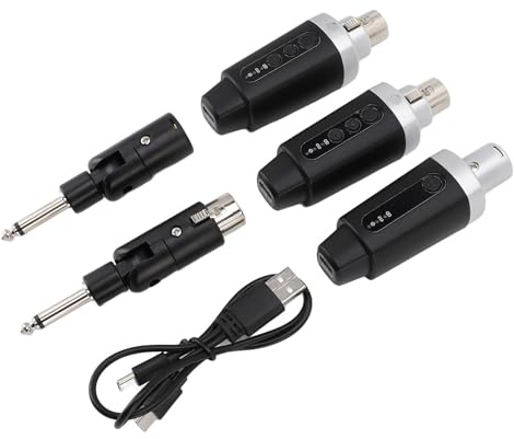Bewinner sistem di Microfono XLR Wireless, Ricevitore del Trasmettitore UHF Adattatore Mic Wireless con Controllo del Volume a 8 Livelli, Batteria da 7H per Miscelatori Microfoni del