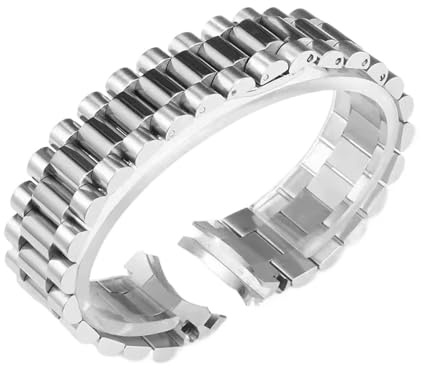 VFEBTSD 904 Uhrenarmband aus massivem Edelstahl mit gebogenem Ende, Jubilee-Uhrenarmband, 20 mm, Armband kompatibel Rolex-Uhrenzubehör