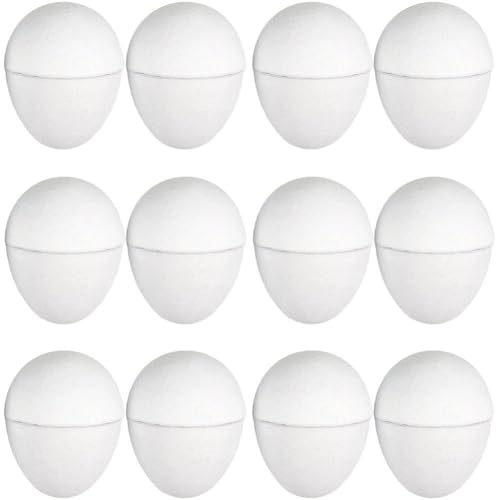 HiyyFloy 12 Stück DIY-Ostereier Aus Pappmaché, Leere Pappmaché-bastel-Eier, Weiße, Befüllbare Ostereier Aus Papier Für Osternester, Ostereiersuche, Partygeschenke, Bastelbedarf