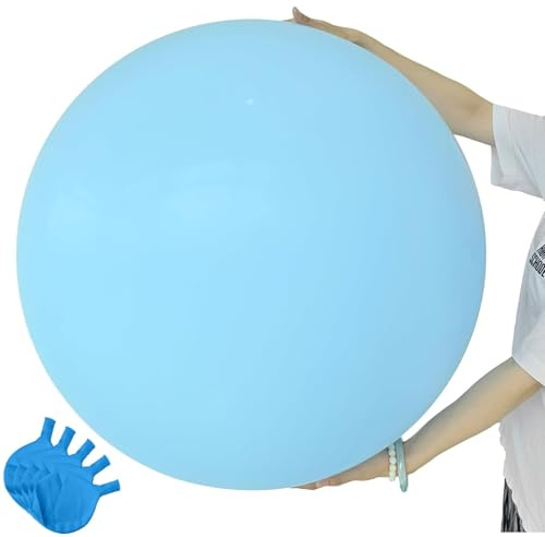Ovanda Blauer XXL Luftballon, 5 x Durchmesser 60 cm Großer Latex Luftballon | Blauer Luftballon, 60 cm für Luft oder Helium; passend für Hochzeit, Party und Fotodeko. Für Ballonarrangements und Raumdeko