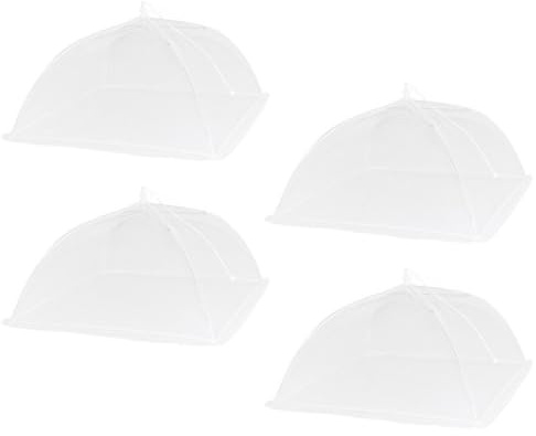 CALLARON 4pcs Foldable Mesh Food Covers with Wire Frame and Gauze Dome-Shaped Food Protection Covers for Outdoor Barbecues Easy to Use