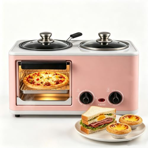 Macchina for la colazione 3 in 1, padella antiaderente, controllo della temperatura a doppia zona