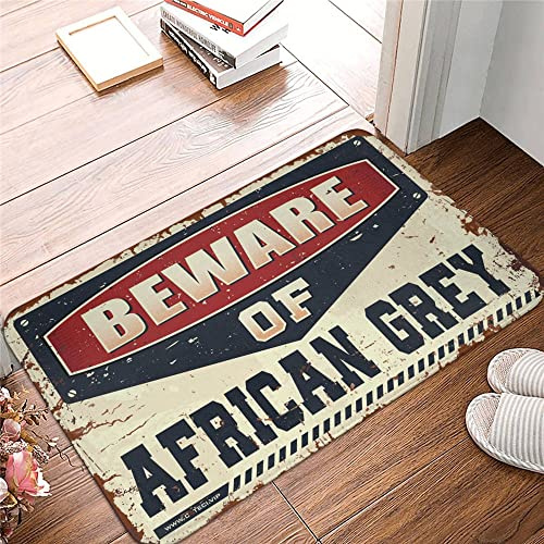 Doormat - Fall Beware Of African Grey Absorbent Door Indoor